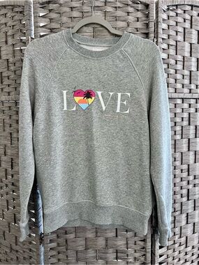 Spiritual Gangster Gray Crewneck with Sunset Heart LOVE Graphic